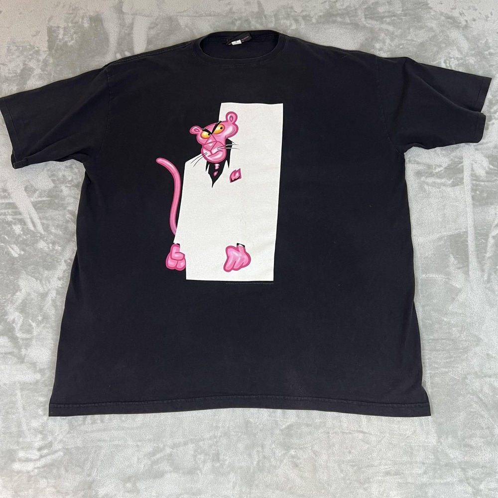 Vintage Pink Panther Shirt Mens 3XL Black Cartoon Graphic Tee Made USA 2000s